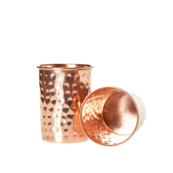 Zestaw HAMMERED: Butelka miedziana 950 ml plus 2 kubki 250 ml zestaw młoteczkowany + bransoletka gratis Orient - obrazek 3