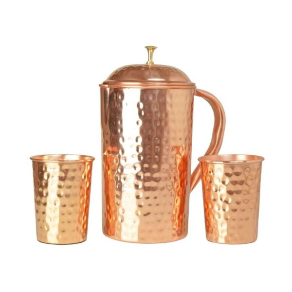 Zestaw miedziany młoteczkowany dzbanek 1500 ml + 2 kubki 250 ml Orient