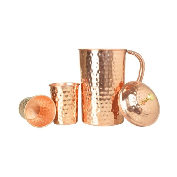 Zestaw miedziany młoteczkowany dzbanek 1500 ml + 2 kubki 250 ml Orient - obrazek 2